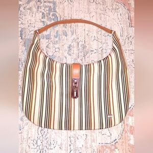 La Bagagerie  Y2K Striped in Nylon Leather Shoulder Bag